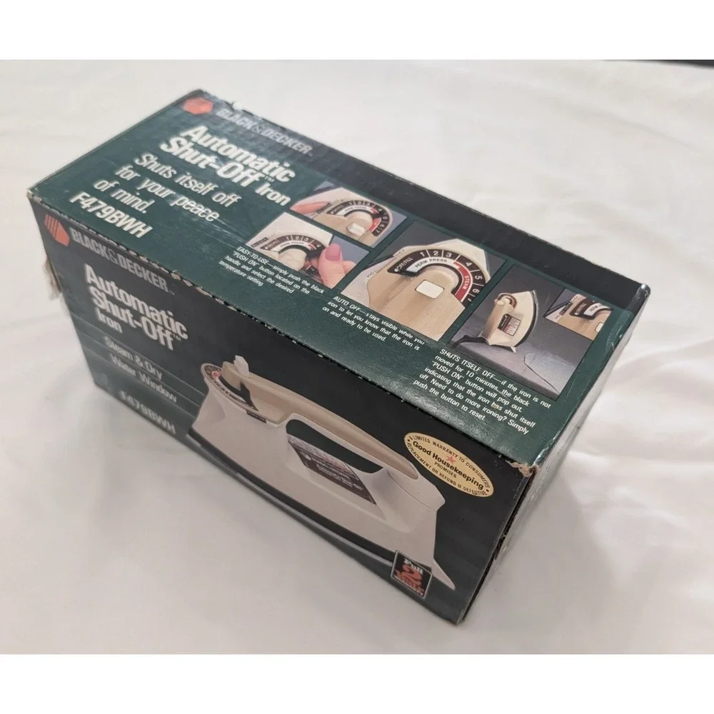 Vintage 1980s Black & Decker Automatic Shut-Off Iron Steam & Dry - F479BWH